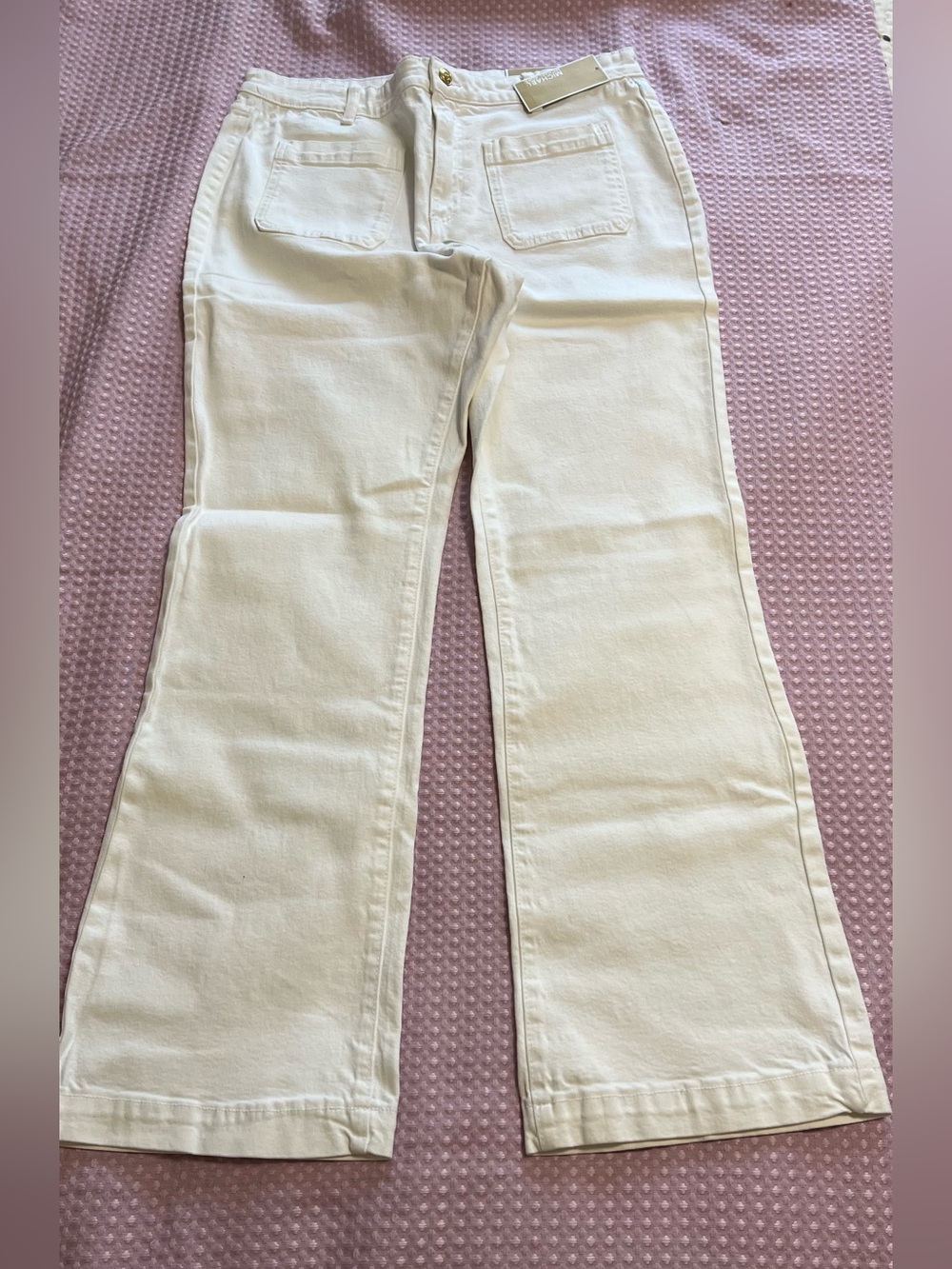 MICHAEL Michael Kors Cream Wide-Leg Jeans